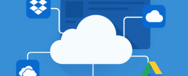 Illustration af MultCloud-koncept med central sky forbundet til populære cloudtjenester som Google Drive, Dropbox og OneDrive.