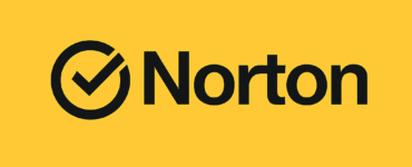 Norton-logo med sort tjekmærke i cirkel og teksten 'Norton' på gul baggrund – stilrent og genkendeligt branddesign.