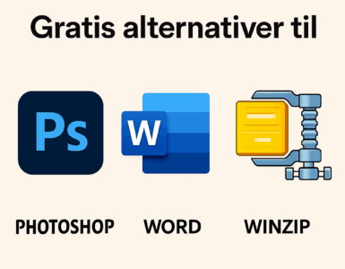 Find de bedste gratis alternativer til betalte programmer som Photoshop, Word og WinZip. Spar penge og få kraftfuld software uden licens.