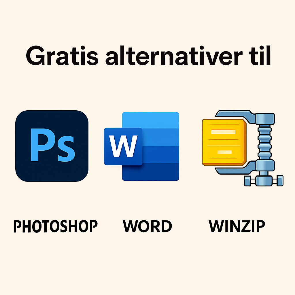 Finn de beste gratis alternativene til betalte programmer som Photoshop, Word og WinZip. Spar penger og få kraftig programvare uten lisenskostnader.